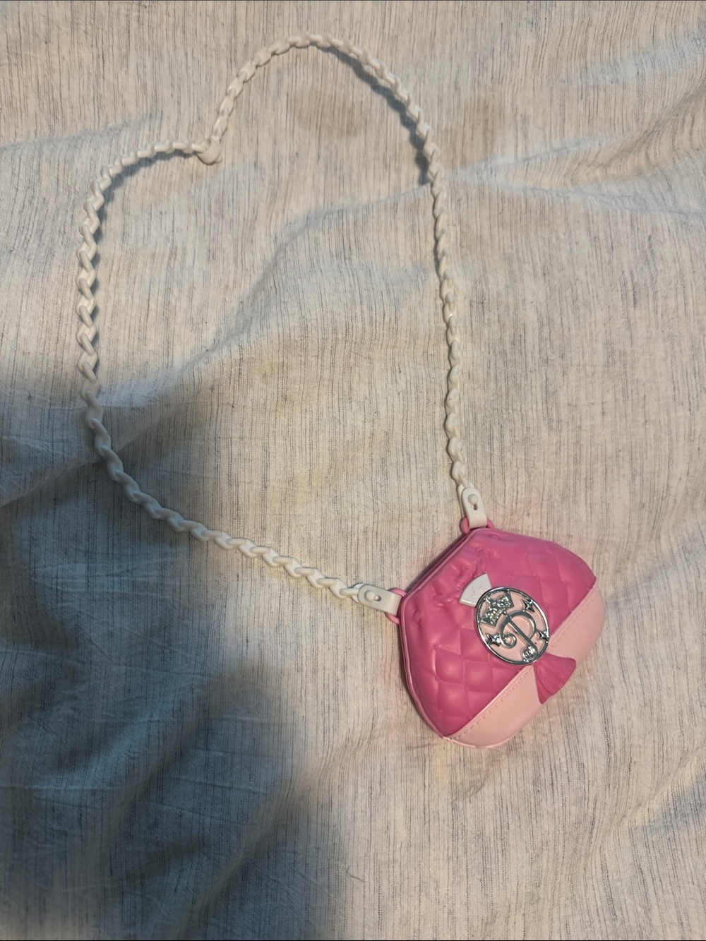 Disney Pink Quilted Kids Crossbody Bag with White Chain Strap